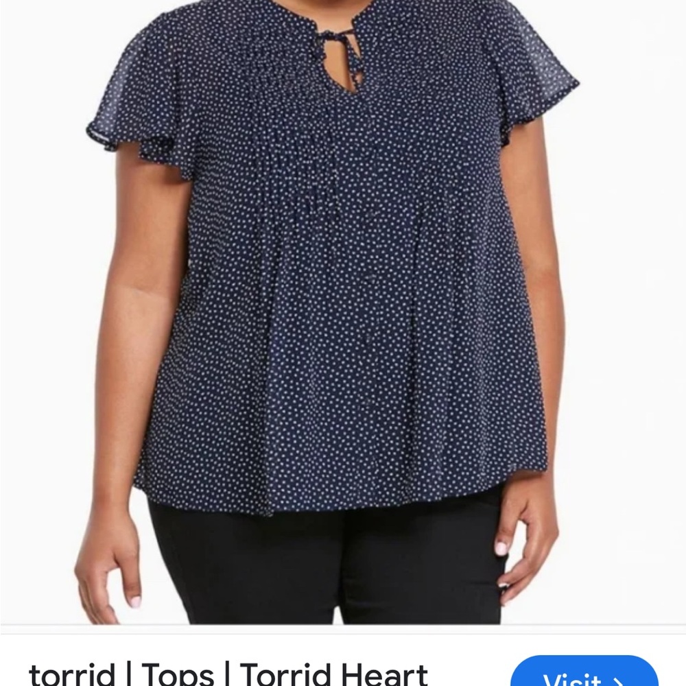 Torrid Navy and White Dotted Blouse
